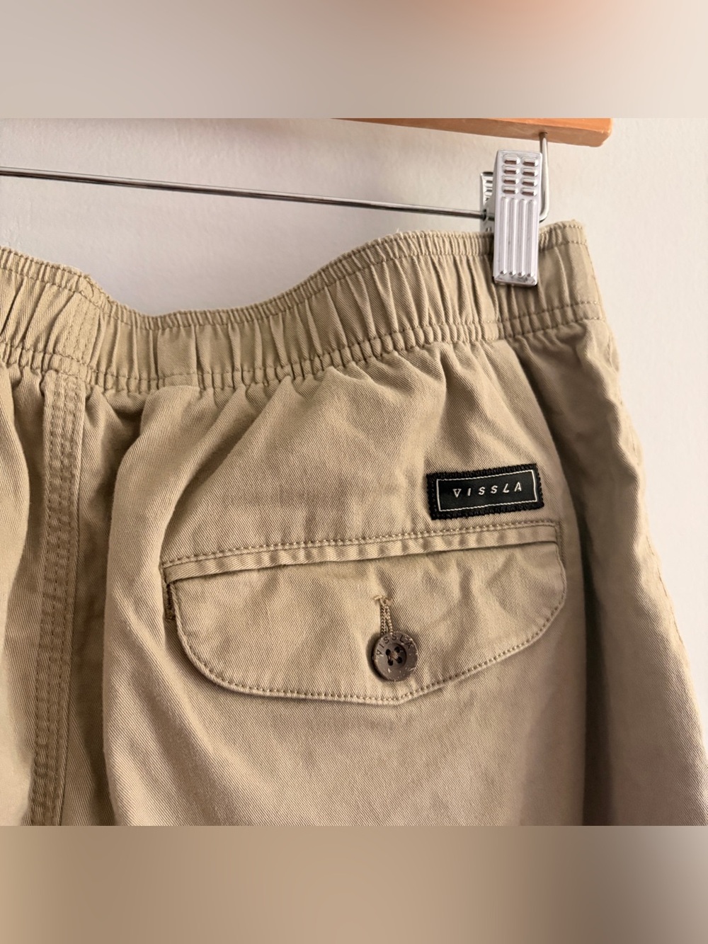 Vissla Men's Casual Pull On Drawstring Khaki Shorts Small Organic Cotton - Picture 3 of 9